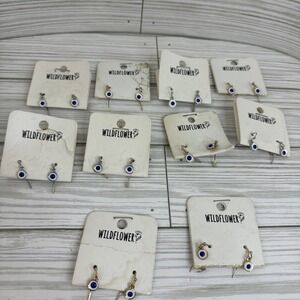 Silver Gold Tone Evil Eye Ear hook Earrings lot of 10